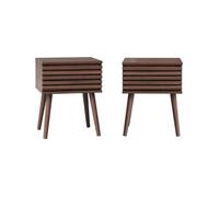 Mesita de noche estilo escandinavo efecto madera, set de 2 nogal - 29x40x50.5 cm