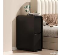 Mesita de noche estrecha con 2 cajones para espacios pequeños, mesita de noche moderna de mediados de siglo, no requiere montaje