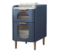 Mesita de noche estrecha, mesita de noche de madera con 2 cajones, mesita de noche moderna, patas de metal, mesa auxiliar de piel sintética, diseño que ahorra espacio