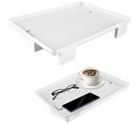 Mesita de noche extraíble estante de litera 32 x 23 cm mesa de noche plegable con gestión de cables, estante de noche para cama para almacenamiento de teléfono, tableta, libros taza, color blanco