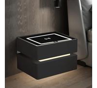 Mesita de Noche Flotante con cajón y luz LED, mesita de Noche Inteligente con estación de Carga, Mesa de Noche Flotante de Pared para Dormitorio, Sala de Estar, Oficina en casa, es