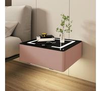 Mesita de Noche Flotante con cajones, de Madera Maciza, for Montar en la Pared, con Estante Flotante y Mini Armario de Almacenamiento.(Pinkish Black,15.7in)