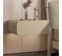 Mesita de noche flotante con cajones, mesa de noche de piel de microfibra montada en la pared, mesa auxiliar pequeña de madera maciza para dormitorio, acabado natural, 35 x 40 x 20 cm
