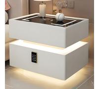 Mesita de noche flotante con luz de estado de carga inalámbrica y bloqueo de contraseña, mesa auxiliar inteligente para dormitorio, sala de estar, dormitorio, oficina (blanco, 40 cm)