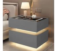 Mesita de noche flotante LED con cajón y carga inalámbrica, una mesita de noche inteligente para dormitorios, salas de estar y oficinas