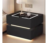 Mesita de noche flotante LED con cajón y carga inalámbrica, una mesita de noche inteligente para dormitorios, salas de estar y oficinas