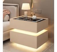 Mesita de noche flotante LED con cajón y carga inalámbrica, una mesita de noche inteligente para dormitorios, salas de estar y oficinas
