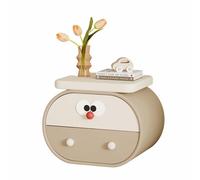 Mesita de Noche for niños con Ojos Grandes de Dibujos Animados, gabinete de Almacenamiento de Dormitorio lúdico Estilo Crema for organización(Khaki,(20x14x18in))