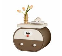 Mesita de Noche for niños con Ojos Grandes de Dibujos Animados, gabinete de Almacenamiento de Dormitorio lúdico Estilo Crema for organización(Brown,(20x14x18in))