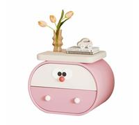 Mesita de Noche for niños con Ojos Grandes de Dibujos Animados, gabinete de Almacenamiento de Dormitorio lúdico Estilo Crema for organización(Pink,(20x14x18in))