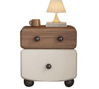 Mesita de Noche for salón o Dormitorio, Estructura de Madera Maciza, con Dos cajones Grandes, Moderna, Ligera y Lujosa, Estilo Minimalista, de Noche Mesa Auxiliar Salón(A,50cm(19.68in))