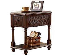 Mesita de noche genérica para dormitorio, mesita de noche estrecha de madera retro, sofá, dormitorio, sala de estar, taquilla, mesa auxiliar de un cajón y nivel de almacenamiento para oficina en casa