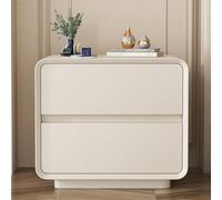 Mesita De Noche Gris Claro con 2 Cajones, Mesita De Noche De Madera De Pino con Tiradores Ocultos, Mesa Auxiliar Moderna para Sofá, Ideal para Milk White 45 * 40 * 49cm/17.7 * 15.7 * 19.3in
