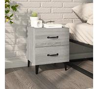 Mesita de Noche Gris Sonoma 40x35x47.5 cm, Nightstand with 2 Drawers, Industrial Style Bedside Table, Sturdy Metal Legs & Spacious Storage, Perfect for Bedroom or Living Room