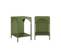 Mesita de noche industrial de metal, set de 2 verde kaki - 35x35x52 cm