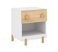 [en.casa] Mesita de Noche Infantil Vaarentaa 1 cajón 47x40x35 cm Roble | Mesa auxiliar para niños con 1 compartimento abierto y cajón pomos redondos habitación infantil MDF/Pino Blanco Natural
