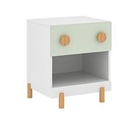 Mesita de noche infantil vaarentaa cajón + compartimento 47x40x35 cm blanco/verde menta [en.casa]