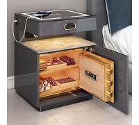 Mesita de noche inteligente, caja fuerte oculta con puerto USB, mesita de noche inteligente con luz LED de 3 colores y altavoz, para dormitorio, oficina, sala de estar, dormitorio