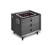 Mesita de noche inteligente con bloqueo de huellas dactilares, estación de carga, altavoces y luces LED con sensor para una organización moderna del dormitorio