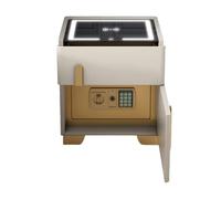 Mesita de noche inteligente con caja fuerte - Mesa de noche grande gris para dormitorio, almacenamiento seguro, diseño moderno, ideal para la nización y seguridad del dormitorio