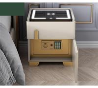 Mesita de noche inteligente con caja fuerte oculta y estación de carga inalámbrica, moderna mesita de noche LED, compacta y oculta (beige) 15.7 x 15.7 x 19.7 pulgadas, perfecta para almacenamiento y