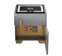 Mesita de noche inteligente con caja fuerte y espaciosa, color gris, solución de almacenamiento seguro, diseño moderno, ideal para dormitorios y espacios de vida