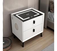 Mesita de noche inteligente con carga inalámbrica, 2 puertos USB, luces LED y altavoz Bluetooth, mesa de café blanca con Sto Ders para dormitorio y sala de estar