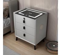 Mesita de noche inteligente con carga inalámbrica, altavoz Bluetooth y bloqueo de huellas dactilares, moderna mesita de noche de 3 cajones para organización y comodidad del dormitorio