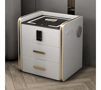 Mesita de noche inteligente con carga inalámbrica, luces LED, altavoz Bluetooth, puertos USB, cajones y cerradura de combinación para una comodidad moderna de dormitorio