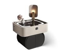 Mesita de noche inteligente con carga inalámbrica, puerto USB C, altavoz Bluetooth y bloqueo de huellas dactilares para dormitorios modernos