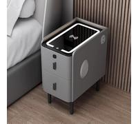 Mesita de noche inteligente con carga inalámbrica y luces LED para una organización moderna del hogar