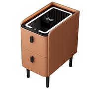 Mesita de Noche Inteligente con Estación de Carga Inalámbrica, Mesita de Noche Inteligente, con 2 Cajones, Puerto USB, Altavoz, Bloqueo de Huellas Dactilares, para Dormitorio en Casa/Naranja/A-30 * 40