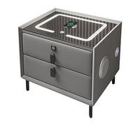 Mesita de noche inteligente con estación de carga inalámbrica, mesita de noche, mesa de centro, mesa auxiliar, con cajón con cerradura de huellas dactilares, luces LED ajustables, altavoz BT, puerto