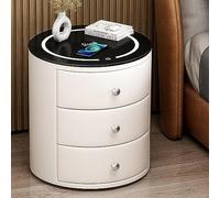 Mesita de Noche Inteligente con estación de Carga, Mesita de Noche LED con 2 o 3 cajones, Mesitas de Noche para la Sala de Estar del Dormitorio (Color : Bianco, Tamaño : 3 cajones)