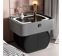 Mesita De Noche Inteligente con Estación De Carga, Moderna Mesita De Noche De Madera con 2 Cajones Y Cerradura con Contraseña, Mesa Auxiliar Multifuncional(A,40cm)