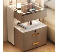 Mesita De Noche Inteligente con Estación De Carga Y Luces Led, Mesita De Noche Inteligente con 3 Cajones Y Almacenamiento Abierto, Mesita De Noche para Dormitorio C,One Color-40x40x58cm