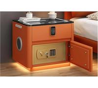 Mesita de noche inteligente con estadística de carga, caja fuerte oculta, luz LED, altavoz Bluetooth, piel de dormitorio para un cómodo diseño moderno