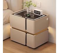 Mesita de noche inteligente con estadística de carga, luz LED y puertas ocultas para dormitorio, sala de estar y oficina, diseño moderno, multifuncional Sto Solut