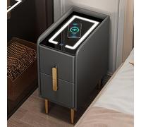 Mesita de noche inteligente con iluminación ajustable y carga inalámbrica, mesita de noche que ahorra espacio para dormitorio y sala de estar
