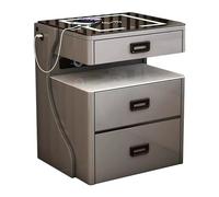 Mesita de noche inteligente, con luces LED de 3 colores, mesa auxiliar de cama con puertos USB, estación de carga y altavoz, mesita de noche de 3 cajones para dormitorio