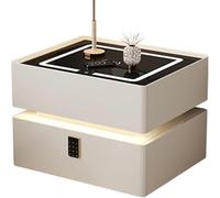 Mesita de noche inteligente con luz de inducción y bloqueo de contraseña para organización moderna del dormitorio, cuenta con cajones de almacenamiento para una mayor funcionalidad