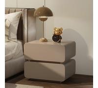 Mesita de noche inteligente con tira de luces LED duales, lujosa mesita de noche de madera maciza con 2 cajones, marco, mesita de noche moderna para dormitorio, sala de estar
