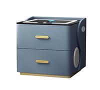 Mesita de noche inteligente, mesa auxiliar con estación de carga inalámbrica y luces LED, mesa auxiliar con altavoz, mesita de noche con 2 cajones de almacenamiento para dormitorio/4/40 * 40 * 48 cm