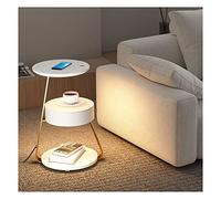 Mesita de noche inteligente, mesita de noche para dormitorio, mesa auxiliar, con luces LED ajustables, carga inalámbrica, estante de almacenamiento abierto, gabinete de almacenamiento junto a la cama