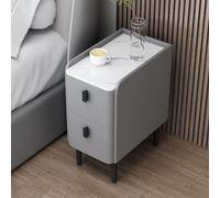 Mesita de noche inteligente multifunción con estadística de carga, Bluetooth, 2 puertas, diseño simple Ele, mesita de noche de madera, gris claro, 35 cm de ancho