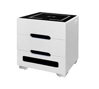 Mesita de Noche Inteligente para Dormitorio, mesita de Noche Inteligente, con Carga inalámbrica y Puertos USB, luz LED Regulable, Altavoz, Mesa de Cristal Blanco + Negro/Blanco, Negro/USB está a la