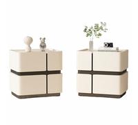 Mesita de Noche Italiana Minimalista de Lujo con Dos cajones, Mueble de Almacenamiento Moderno para dormitorios, Apto para organizar dormitorios y Salones (Juego de 2)(White,(18x16x20in))