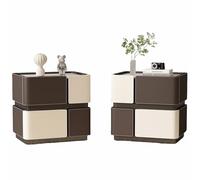 Mesita de Noche Italiana Minimalista de Lujo con Dos cajones, Mueble de Almacenamiento Moderno para dormitorios, Apto para organizar dormitorios y Salones (Juego de 2)(Brown,(18x16x20in))
