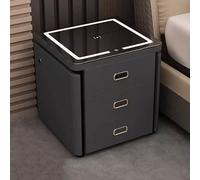 Mesita De Noche Led, Carga Por Ambos Lados, Ajuste De Luz De Tres Colores, Gran Capacidad De Almacenamiento, Rieles Deslizantes Silenciosos, No Requiere Instalación, Para,Dark Gray-C_40*40*52CM