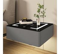 Mesita De Noche Led De Pared con Estación De Carga Inalámbrica, Luces Led Y 1 Cajón De Almacenamiento, Mesa Auxiliar Moderna Flotante para Dormitorio O Sala De Estar